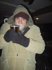 All bundled up and ready to brave the cold for my beer!