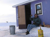This is me enjoying my forty of beer outside my high class accommodations. 