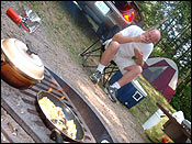 Mmmmmm, campfire breakfast. Funny how living outdoors can make anything taste good.