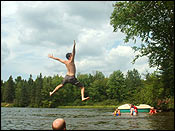 WE found a killer rope swing along the lake. 