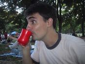 Me...daintily sipping out of my plastic  kool-aid cup.