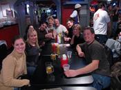 Here’s about half of our broomball team, doing what we do best, drinking at the Cardinal bar.