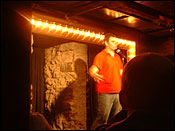 Pete doing his standup set at Acme Comedy club. 