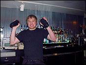 Now Showing: the bad-ass double shaker mixing action of Garrett. Playing all week!.