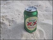 The XX Lager Especial that Michelle bought me on the beach in Playa del Carmen, Mexico