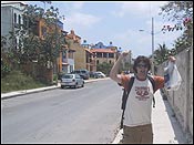 here me walking down a local street in playa, after buying some bananas and beans.